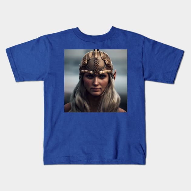 Viking Shield Maiden Kids T-Shirt by Grassroots Green